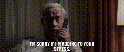 I'm sorry if I'm adding to your stress